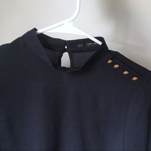 Zara navy blue blouse, military, loose